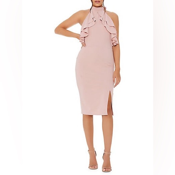 Lord & Taylor Dresses & Skirts - Lord & Taylor’s Quiz Dusky Frill Pink Halter Neck Frill Dress